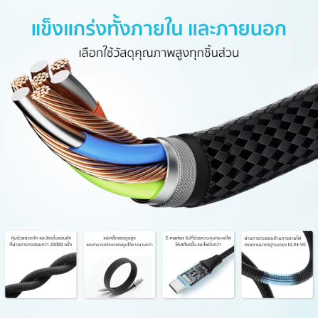 สายชาร์จเร็ว CUKTECH รุ่น CMC615 USB-C to USB-C 6A 240W ยาว 1.5 เมตร สีดำ ( รองรับชาร์จเร็ว PD3.1 )_8
